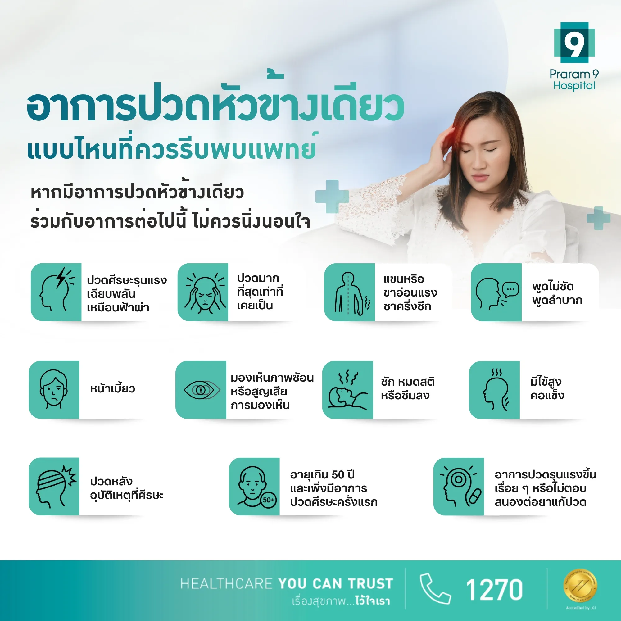 อาการปวดหัวข้างเดียวแบบไหนที่ควรรีบพบแพทย์